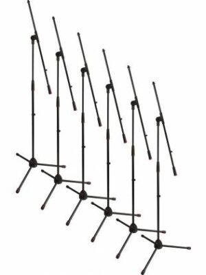 JamStands JS-MCFB6PKC Series Six Tripod Mic Stands with Carrying Bag and Colored Accent Bands