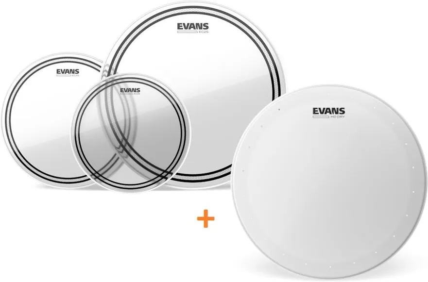 Evans EPP-EC2SHDDR EC2 Clear Rock Pack (10"/12"/16")+ 14-inch HD Dry Snare Batter