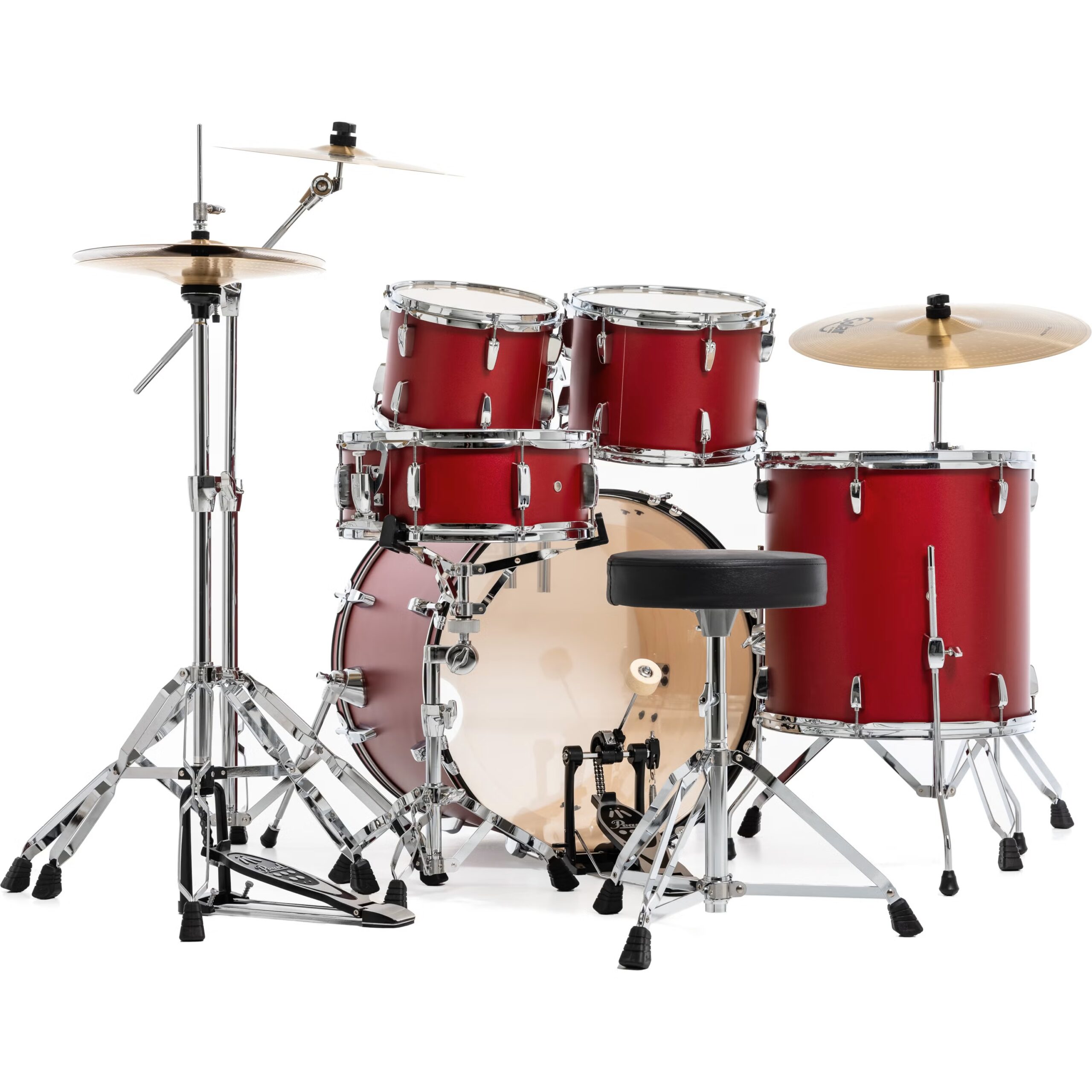 Pearl Roadshow RS525SBC/C 5-piece Complete Drum Set with Solar Cymbals – #747 Matte Red