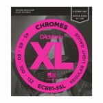 D'Addario ECB81-5SL XL Chromes Flatwound Bass Guitar Strings - .045-.132 Regular Light, Super Long Scale, 5-string