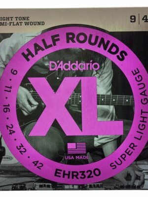 D'Addario EHR320 XL Half Rounds Electric Guitar Strings - 9-42 Super Light