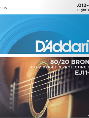 D'Addario EJ11-3D 80/20 Bronze Acoustic Guitar Strings - .012-.053 Light (3-pack)