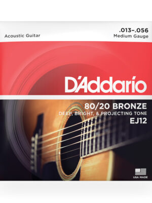 D'Addario EJ12 80/20 Bronze Acoustic Guitar Strings - .013-.056 Medium