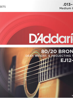 D'Addario EJ12-3D 80/20 Bronze Acoustic Guitar Strings - .013-.056 Medium - 3 Pack