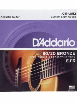D'Addario EJ13 80/20 Bronze Acoustic Guitar Strings - .011-.052 Custom Light