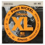 D'Addario EPN110 Pure Nickel Electric Guitar Strings - .010-.045 Regular Light