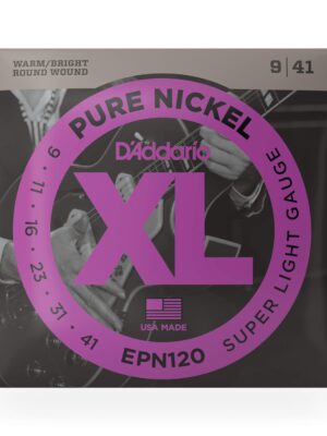 D'Addario EPN120 Pure Nickel Electric Guitar Strings - .009-.041 Super Light