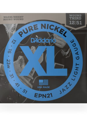 D'Addario EPN21 Pure Nickel Electric Guitar Strings - .012-.051 Jazz Light