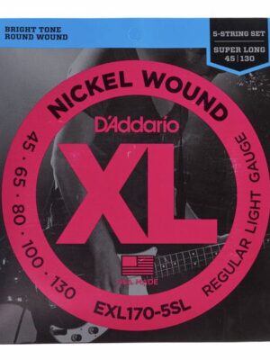 D'Addario EPS170-5 XL Pro Steels Bass Guitar Strings - .045-.130 Medium Long Scale 5-string