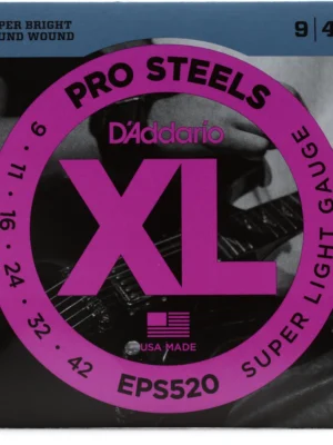 D'Addario EPS520 XL ProSteels Electric Guitar Guitar Strings - .009-.042 Super Light