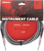 D'Addario PW-BG-15BG Braided Straight to Straight Instrument Cable - 15 foot Grey