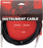 D'Addario PW-BG-15BK Braided Straight to Straight Instrument Cable - 15 ft Black