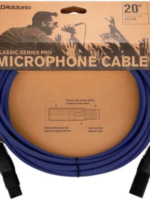 D'Addario PW-CPMIC-20DBU 20ft XLR Cable - Dark Blue