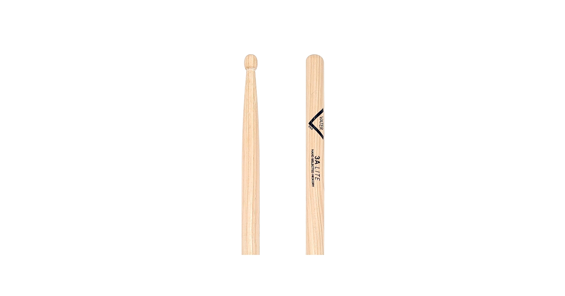 Vater American Hickory Drumsticks - 3A Lite - Wood Tip