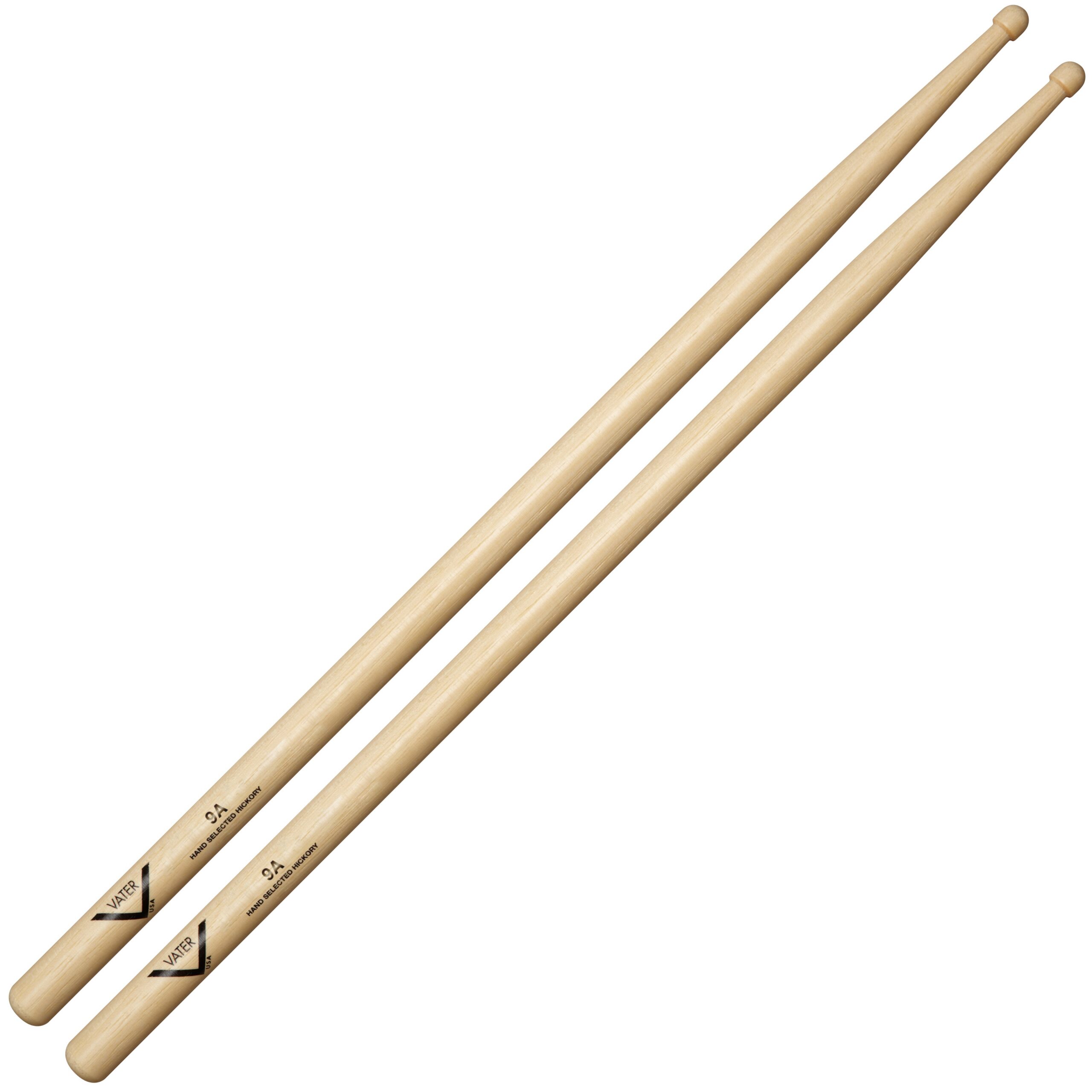 Vater American Hickory Drumsticks - 9A - Wood Tip