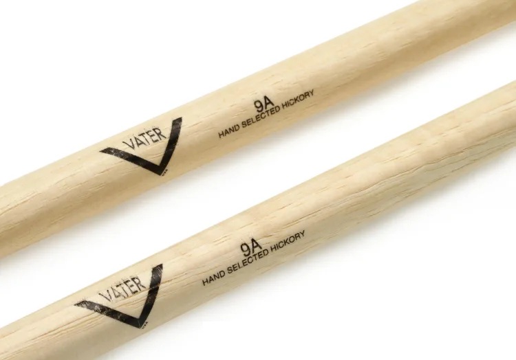 Vater American Hickory Drumsticks - 9A - Wood Tip