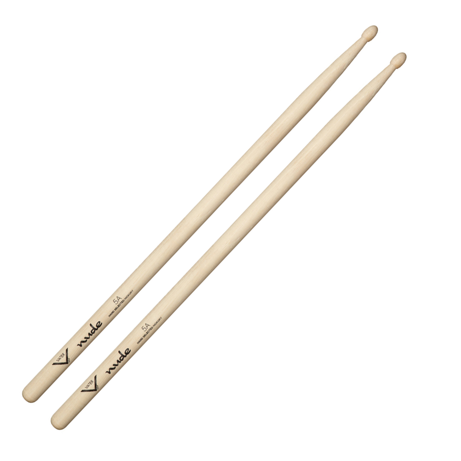 Vater Nude Series Hickory Drumsticks - 5A - Wood Tip