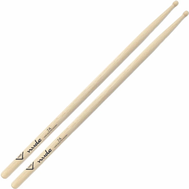 Vater Nude Series Hickory Drumsticks - 7A - Wood Tip