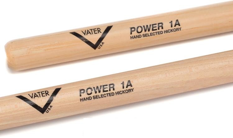 Vater American Hickory Drumsticks - Power 1A - Wood Tip