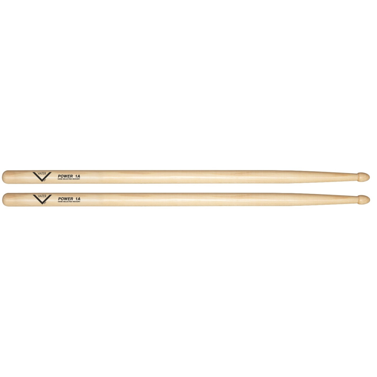 Vater American Hickory Drumsticks - Power 1A - Wood Tip - Image 3
