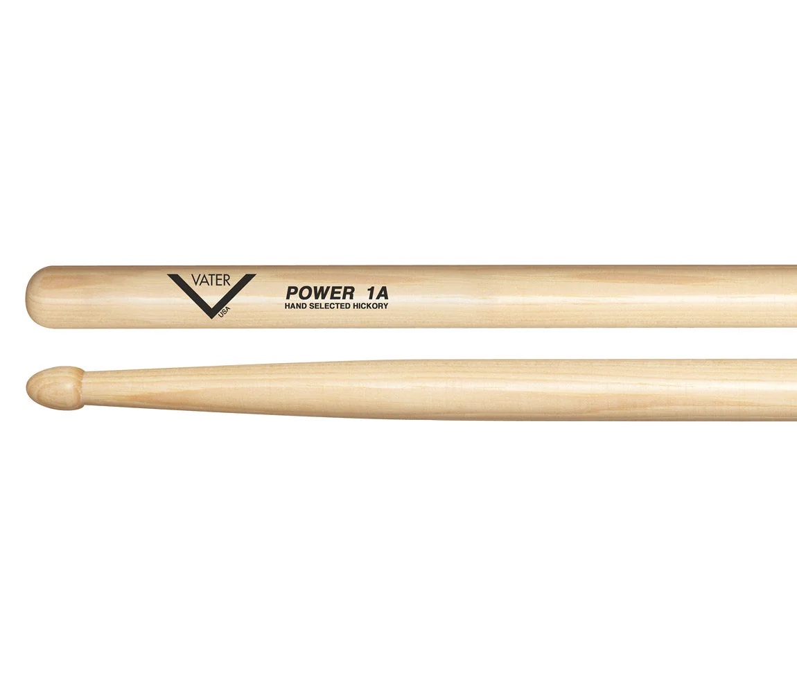 Vater American Hickory Drumsticks - Power 1A - Wood Tip