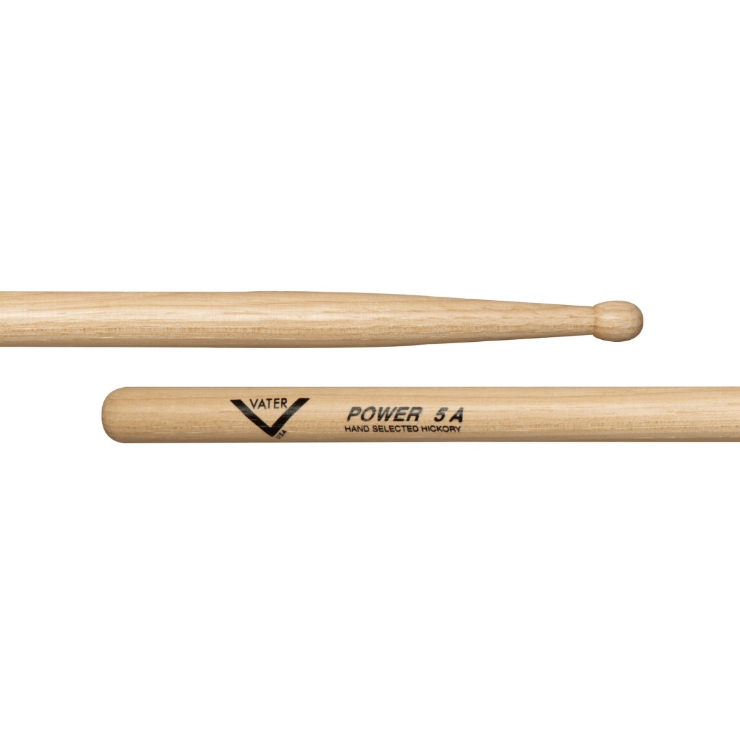Vater Amercian Hickory Drumsticks - Power 5A Acorn - Wood Tip - Image 4